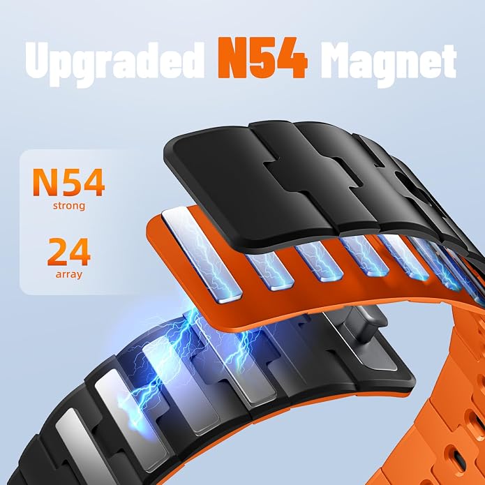 Bandletic Magnetic Silicone Watchband Compatible with All Apple Watch | Strong Magnet Sport Strap for iWatch Ultra 49mm Series 11-1 SE 46mm 45mm 44mm 42mm 41mm 40mm 38mm, Ideal for Men Women