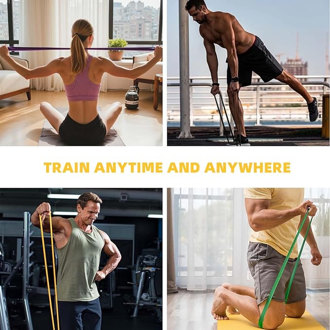 Exercise Bands，Set of 6 Resistance Bands for Working Out,Pull Up Bands Set,at Home Workout Equipment,Instruction Guide and Carry Bag Included