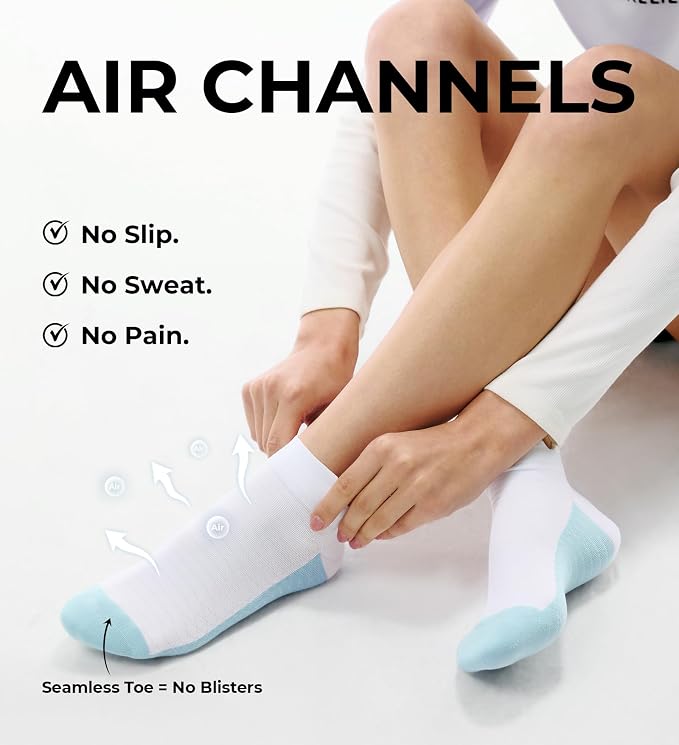 FITRELL Ankle Compression Socks for Women & Men - 5/6 Pairs Cushioned Arch Support Running Socks, Plantar Fasciitis Relief
