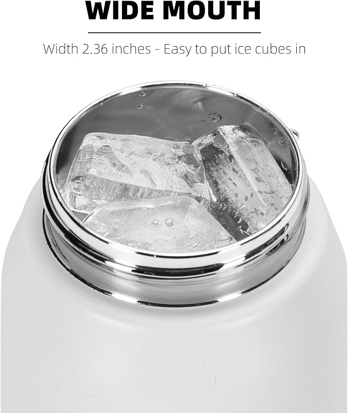 Fanhaw 24 oz Insulated Stainless Steel Water Bottle with Anti-Dust Chug Lid, Leakproof Vacuum Metal Everyday Use Bottle for Kids, Teens & Adults, Back to School Essentials (White Black)