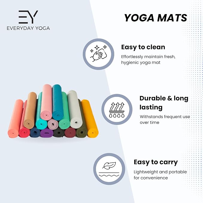 Everyday Yoga Deluxe Mat, Spacious 72"x24" Non-Slip Yoga Mat for Comfortable Home Workouts, 3-5mm Extra Thick