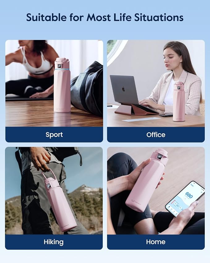 WaterH BOOST Smart Water Bottle Tracker with Reminder to Drink Water, 32oz | Double Wall Vacuum Insulated Stainless Steel, BPA-Free, Leakproof, Smart App Tracking, Travel-Friendly Wide Mouth for Office