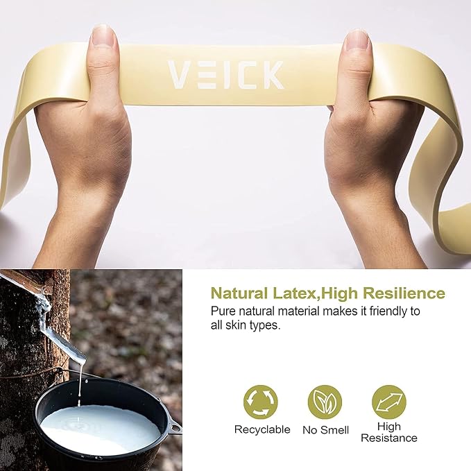 VEICK Pull Up Assist Resistance Bands for Home Gym | 100% Natural Latex, Non Slip Leather Texture, Space Saving, Versatile for Full Body Training, Home Gym