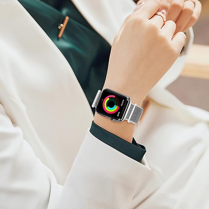 Sport Loop Band Compatible with Apple Watch Band 38mm 40mm 42mm 44mm iWatch Series 6 5 SE 4 3 2 1 Strap, Nylon Velcro Women Men Stretchy Elastic Braided Adjustable Wristband, 38mm 40mm Sea Shell | Braided Nylon Band for Apple Watch 38mm 40mm, Adjustabl...