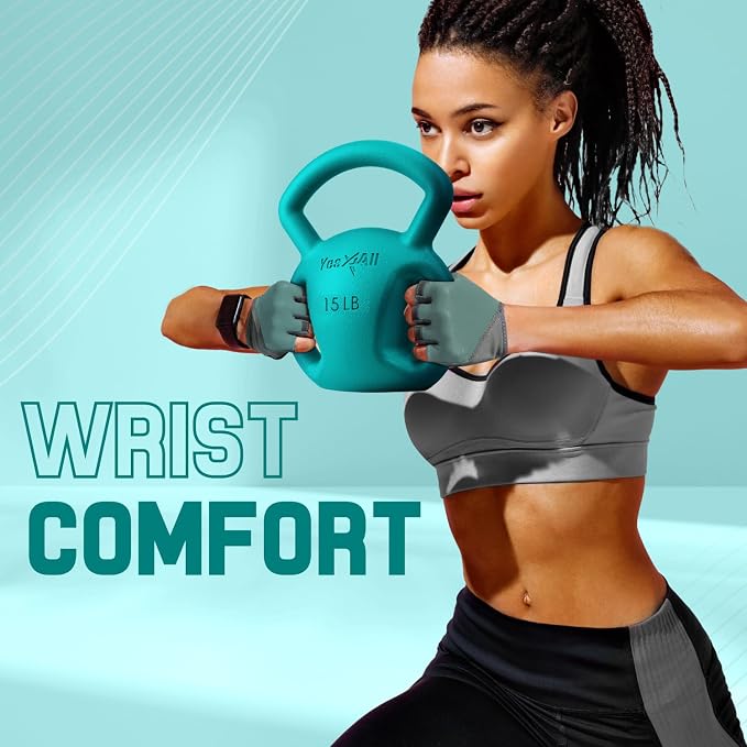 Yes4All Kettlebell, Strength Training Kettlebells for Women, Wide Multi-grip Textured Handle for Home Gym Exercises & Full Body Workout, Single 5–25 lb & Set of 10-15 lb