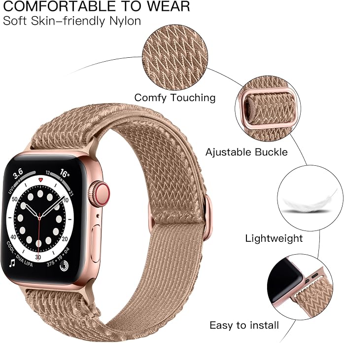 Lerobo Stretchy Nylon Solo Loop Band, Compatible with Apple Watch Series 11 10 9 8 7 6 5 4 3 SE3/2/1 Ultra3/2/1, Adjustable Strap for iwatch Band 44mm 45mm 46mm 49mm 42mm 40mm 41mm 38mm for Women Men