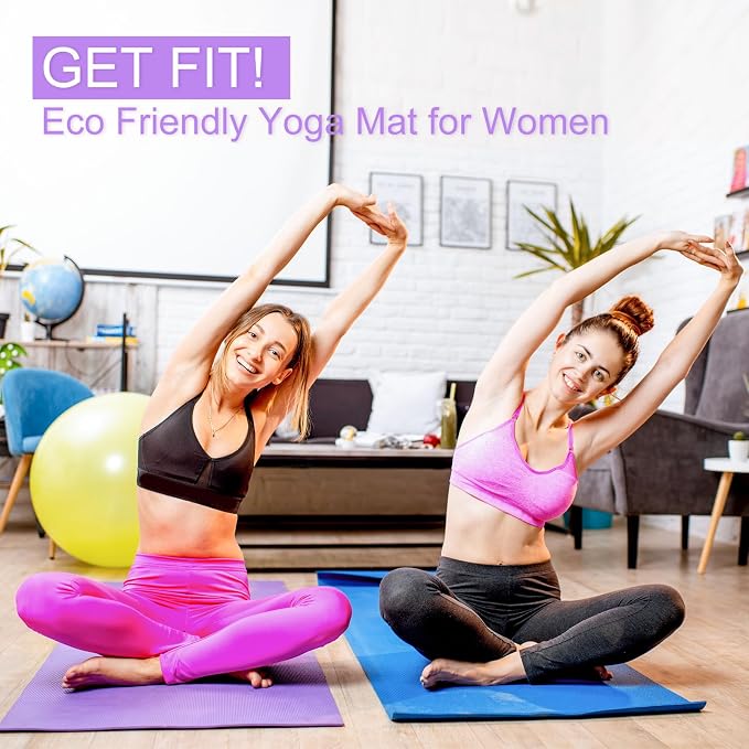 Funtery 3 mm Thin Yoga Mats Bulk, 68 x 24 Inches Lightweight PVC Exercise Mats Non Slip Workout Fitness Pads for Yoga Pilates Stretching Classes Gym Home Studio