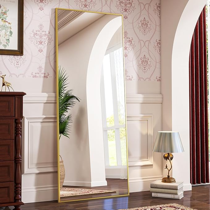 BEAUTYPEAK Full Length Mirror, 71"x26" Floor Mirrors, Gold | Standing Hanging or Leaning Against Wall Body Dressing Wall-Mounted Mirror with Aluminum Alloy Thin Frame for Living Room
