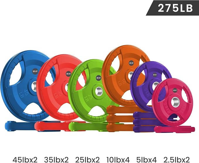 SPART 2-Inch Color Rubber Coated Olympic Grip Plate in Pairs or Single for Strength Training, Weightlifting and Bodybuilding, Solid Cast Iron Weight Plates for Barbell, 2.5LB/5LB/10LB/25LB/35LB/45LB, Two Years Warranty