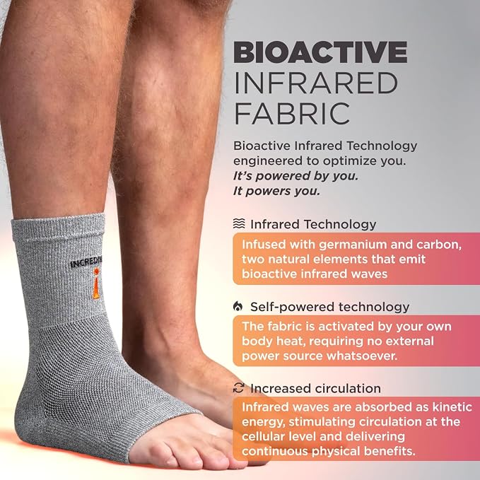 Incrediwear Ankle Sleeve – Infrared Ankle Brace for Women and Men to Support Pain Relief, Swelling, Plantar Fasciitis, Sprains, Achilles, Arthritis (Black, X-Large)