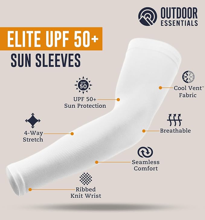 OutdoorEssentials UV Sun Sleeves for Men & Women, Cooling Arm Sleeves UPF 50+ | Golf, Tattoo Cover Up, Sun Protection