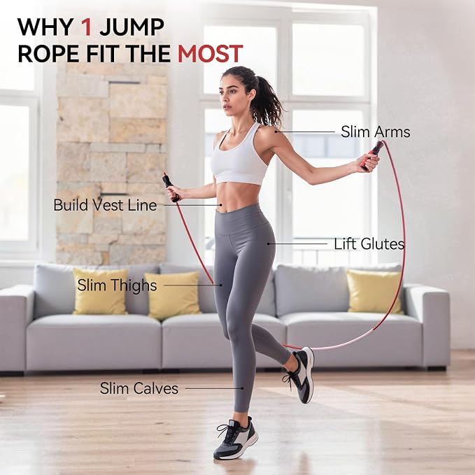 Jump Rope Cotton Adjustable Skipping Weighted jumprope for Women，Adult and Children Athletic Fitness Exercise Jumping Rope (Pink)