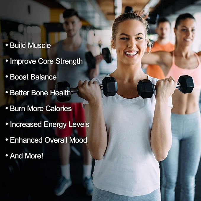 RitFit Rubber Hex Dumbbell Set with Storage Weight Rack | Rubber Heavy-Duty Coated Cast Iron, Knurled Chrome Handle, Space-Saving Storage for Home Gym Strength Training