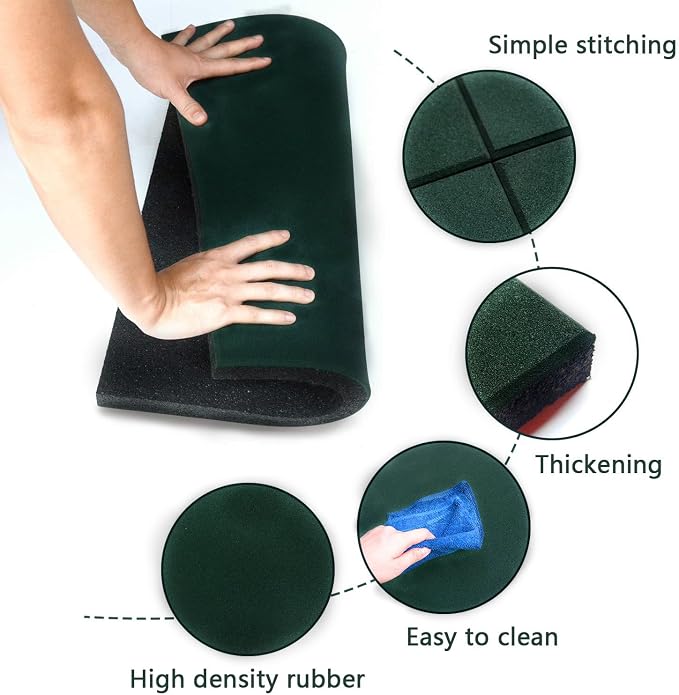 MYOYAY 4 Pack Interlocking Tiles 20"x20"x1" Heavy Duty Rubber Tile Green Non-Slip Flooring Mat for Playground Park Gym Indoor and Outdoor, Cover 11.12 Sq.FT