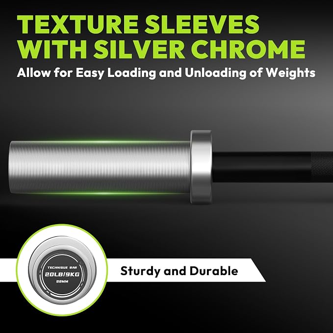 HANDBODE Olympic Barbell, 4FT, 5FT, 6FT & 7FT Weight Bar, Multiple Options | 2-Inch Needle Bearings, Hard Chrome Coating, Knurled Grip, Powerlifting, Bench Press, Deadlift, Squat, Hip Thrusts And Cleans
