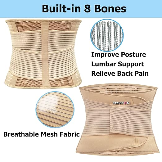 TESETON Back Brace for Men and Women, Back Support Belt Relief Lower Back Pain Herniated Disc, Sciatica, Scoliosis, Breathable Mesh, Lumbar Support Belt, Back Brace for Lifting at Work 02 Beige-S