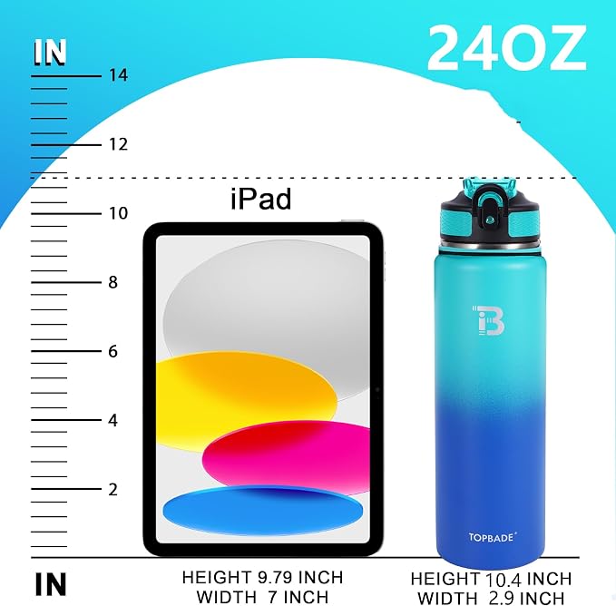 TOPBADE 32oz Insulated Water Bottle with Straw Lid & Spout Lid & Paracord Handle, Stainless Steel Water Bottle Wide Mouth, Double Wall for Women Men Gym Fitness Outdoor