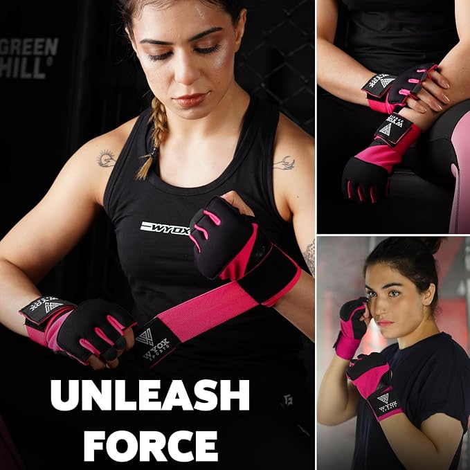 WYOX Neoprene Gel Boxing Hand Wraps Inner Gloves for Men & Women – 80cm/31in Quick Wrist Strap, Padded Knuckle Protection, Fingerless MMA Muay Thai Kickboxing Wraps for Training & Martial Arts