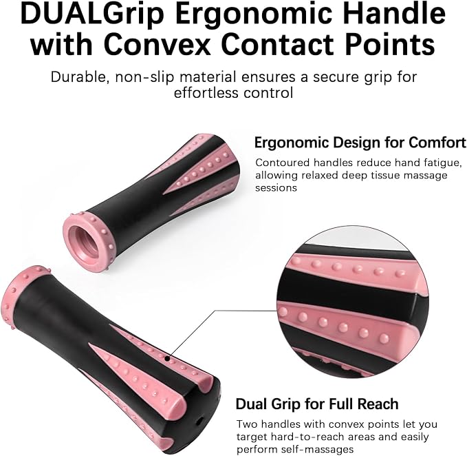 Muscle Roller Massage Roller Stick- Deep Tissue Fascia Blaster for Myofascial Pain Relief, Lymphatic Drainage & Body Sculpting, Handheld Physical Therapy & Recovery Tool (Pink Black