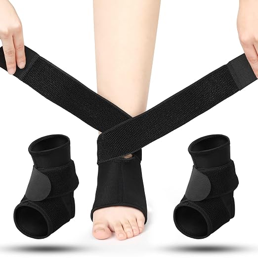 Honoson 2 Pcs Ankle Brace Kid Ankle Support Youth Neoprene Lace up Compression Sleeve Foot Brace Stabilizer with Adjustable Strap for Sport Sprained Plantar Fasciitis Achilles Tendonitis(Black,M)