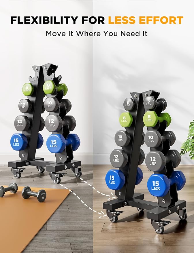 YOLEO Dumbbell Rack, Adjustable & Compact Weight Rack for Dumbbell, Kettlebell, Barbell, Heavy Duty Weight Storage Organizer, Space-Saving Dumbbell Storage Stand Holder for Home Gym - 1100LBS Capacity (Rack Only)