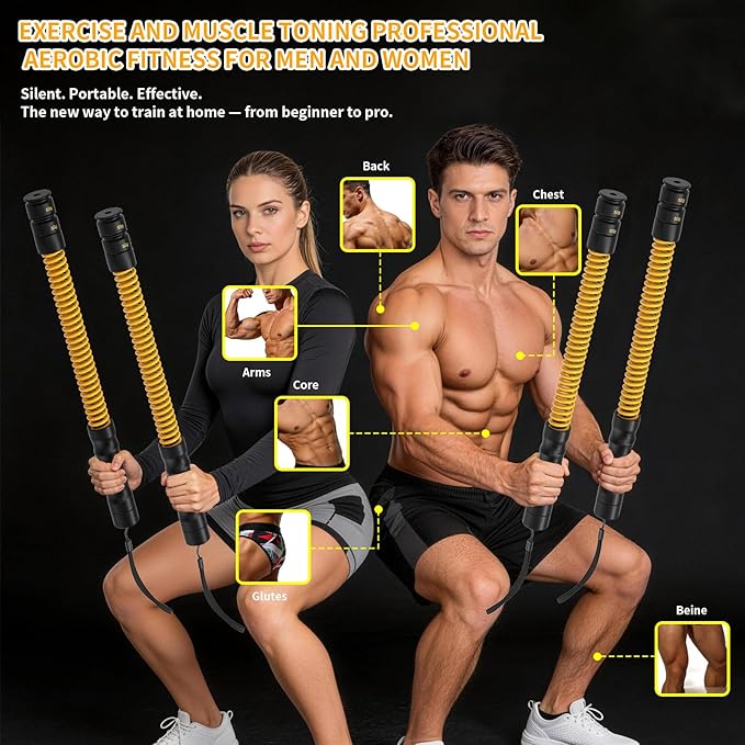 Ropeless Battle Ropes 4.0, Heavy Duty Portable Steel Core | For Home Gym & Outdoor, Anti-Slip Ergonomic Handles for Strength Training, HIIT & Full Body Workout, Ideal for Men & Women