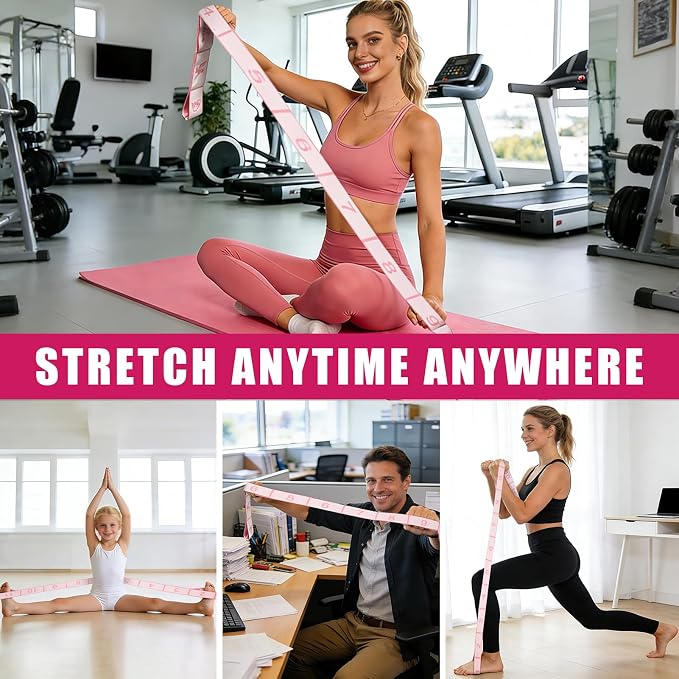 KUZARO Fitness Resistance Bands with 12 Loops, Numbered Resistance Bands for Physical Therapy, Women Stretch Strap for Home Gym, Elastic Exercise Bands for Yoga, Pilates, Leg Stretching, Dance