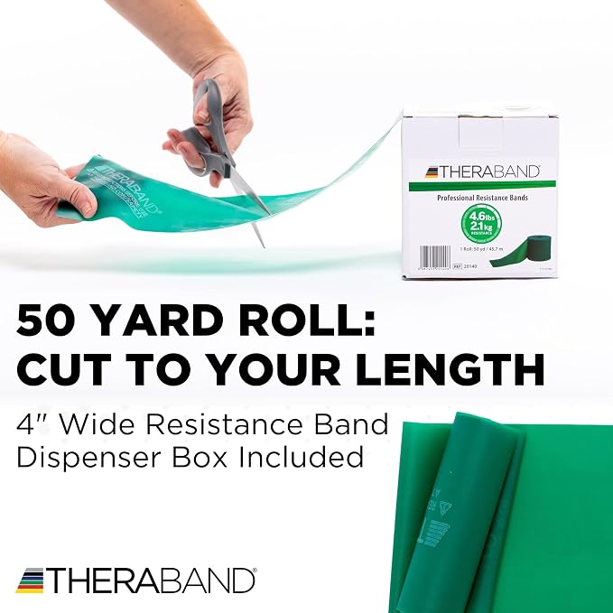 THERABAND Resistance Band, 50-Yard Roll, Latex Elastic Band for Exercise, Stretching, Physical Therapy, Yoga, Pilates, Home Workouts, Cut-to-Length, Color-Coded Levels