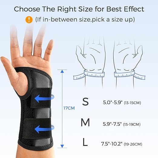 FREETOO Carpal Tunnel Wrist Brace Night Support, Right Hand, Small | Wrist Splint Hand Brace, Breathable Mesh Fabric, Women Men, Sleeping Work Typing Pregnancy, Tendonitis Arthritis Sprain RSI