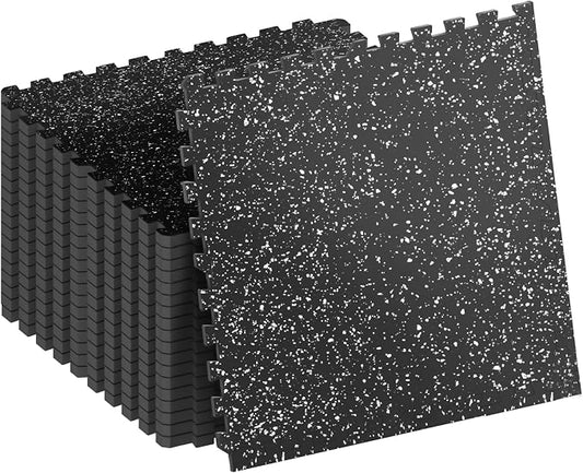 0.8in Thick 72 Sq Ft Gym Flooring for Home Gym, 18 Tiles Workout Exercise Equipment Mats, Rubber Top with EVA Foam, Interlocking Puzzle Floor Tiles for Fitness Room, Protective Flooring Mat