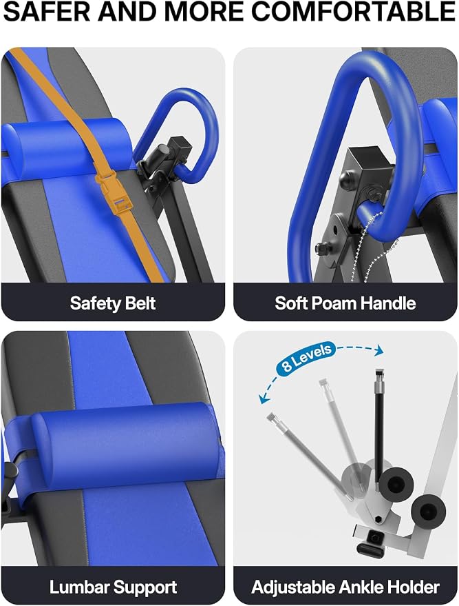 YOLEO Gravity Inversion Table for Back Pain Relief 2026 New Inversion Table w/Lumbar Support Easy to Assemble Back Stretcher Machine 300 lbs