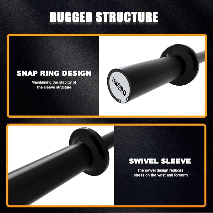 Olympic Barbell Bar 4FT, 350LB Straight Weight Lifting Bar, Fits 2-Inch Olympic Plates, Rotating Sleeves, 2 Spring Collars, Knurled Strength Training Bar for Home Gym