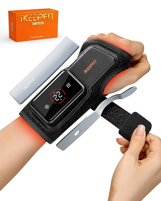 MAXease Cordless Heated Wrist Brace for Pain Relief, Warmer & Massager for Carpal Tunnel & Arthritis, Wrist Heating Pad with Splint for Hand Joint & Night Support, FSA&HSA, Size M, Left