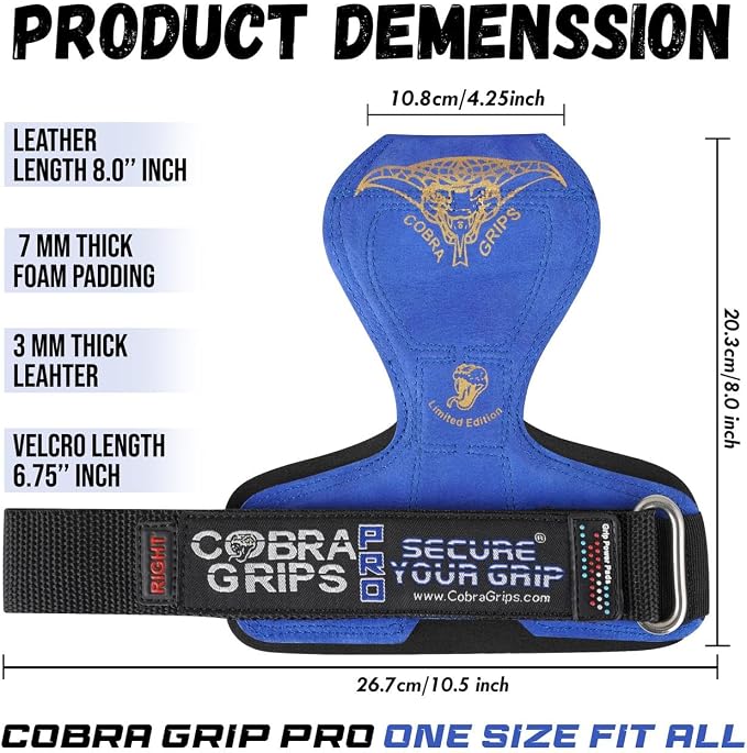 Cobra Grips Weight Lifting Gloves with Adjustable Neoprene Padded Wrist Wraps - Heavy Duty Alternative to Power Lifting Hooks for Deadlifts