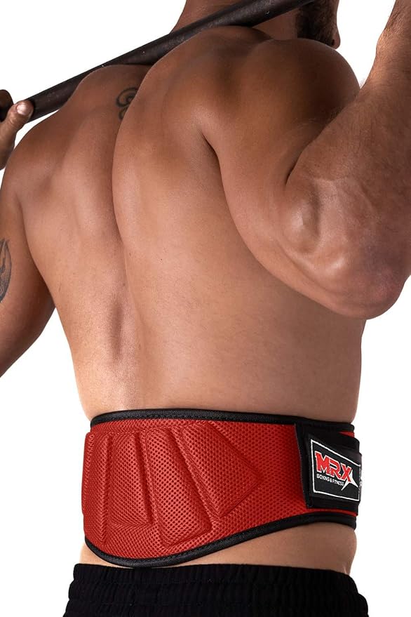 MRX Weight Lifting Belt - 5 Inches Wide 8mm Thick Padded Back Support with Flexible Ultra-Light Foam Powerlifting Belts Heavy Duty Deadlifts Workout Squats Exercise & Lifting Belt for Men & Women