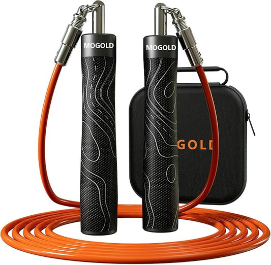 Weighted Jump Rope for Men Women -Interchangeable 1/5lb 1/4lb 1/2lb Heavy jump ropes - 360 Degree Spin - Length Adjustable,Ergonomics Leather Grip Skipping Rope for Fitness Weight Loss & More