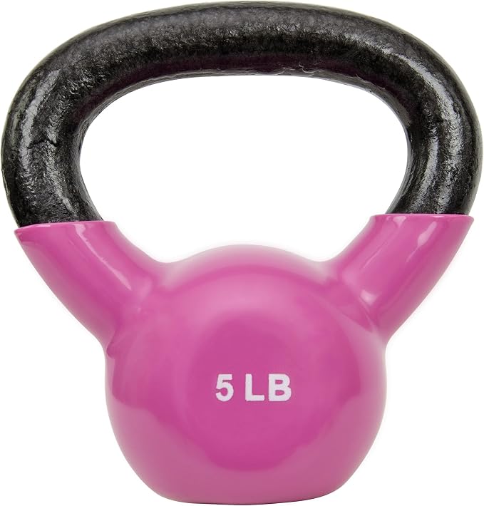 Sunny Health & Fitness Vinyl Coated Cast Iron Kettlebell 5-25 lb