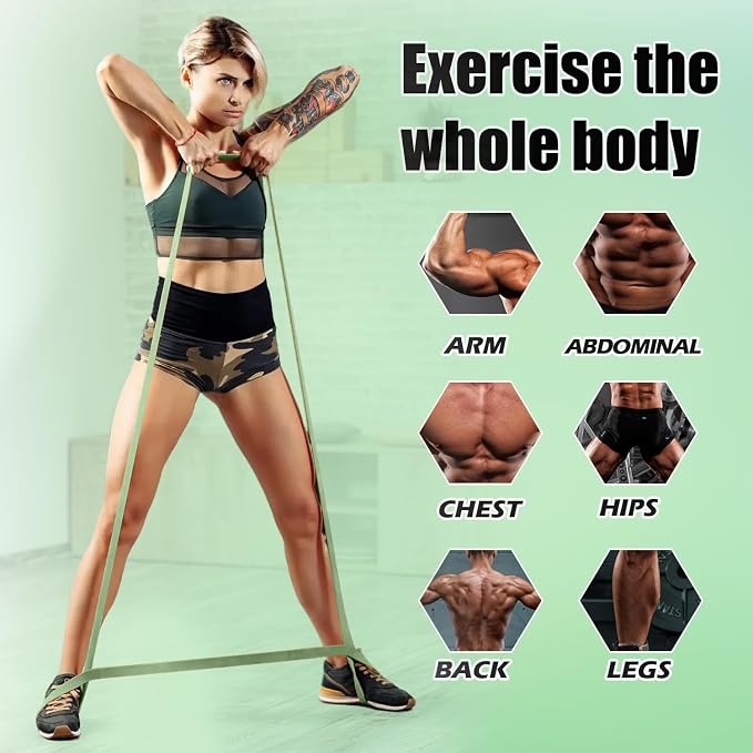 WHATAFIT Resistance Bands, Pull Up Assist Bands with Handles, Door Anchor | Natural Latex Rubber, Progressive Tension, Exercise Loop for Full-Body Fitness, Portable Gym Bag, Warm-Up & Stretch