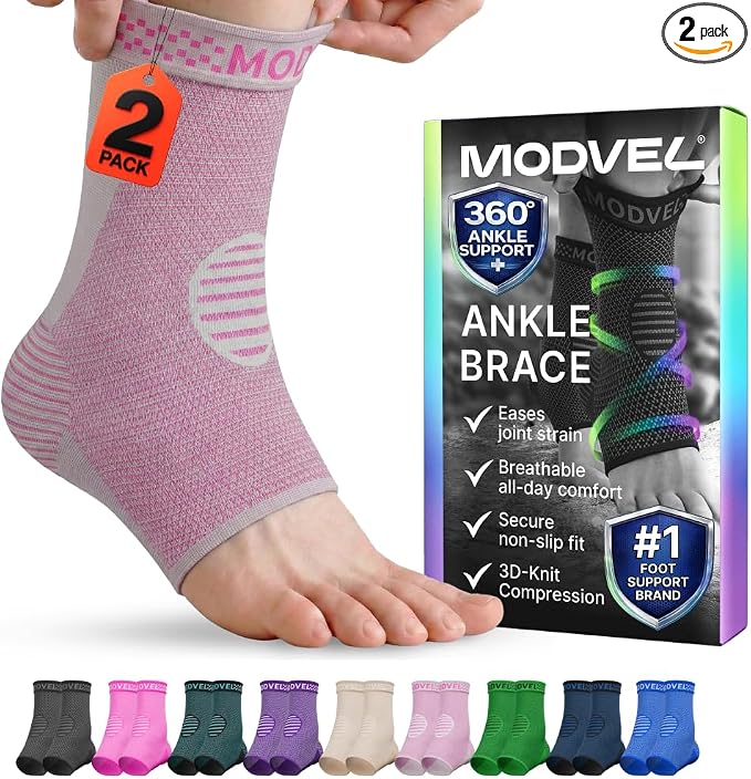 Modvel Foot & Ankle Brace Socks for Sprained Ankle Compression Sleeve - Foot Support for Women & Men - Tendonitis & Arthritis Ankle Brace Sports Running, Torn Ligaments & Women Stabilizing Ankle Wrap