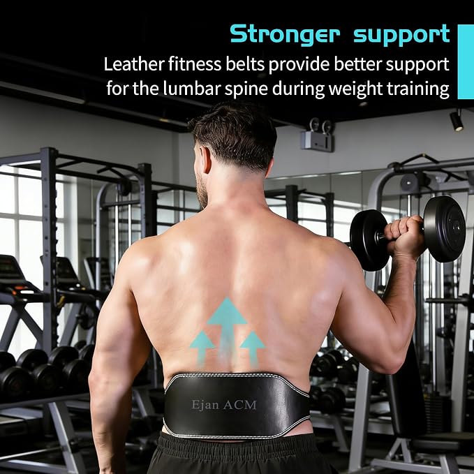 Leather Weight Lifting Belt 11 Adjustable Holes 4 and 6 inch for Lumbar Back Support Gym Weight Belt, Heavy Duty Workout, Training Strength, Powerlifting Weightlifting, Squat & Bodybuilding