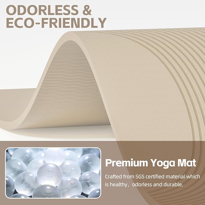 PAIDU Large Yoga Mat, 72"x36"x2/5" POE Non-Slip Exercise Mat | 10MM Thick, POE, non‑slip, ideal for home gym, yoga, pilates, fitness & floor use