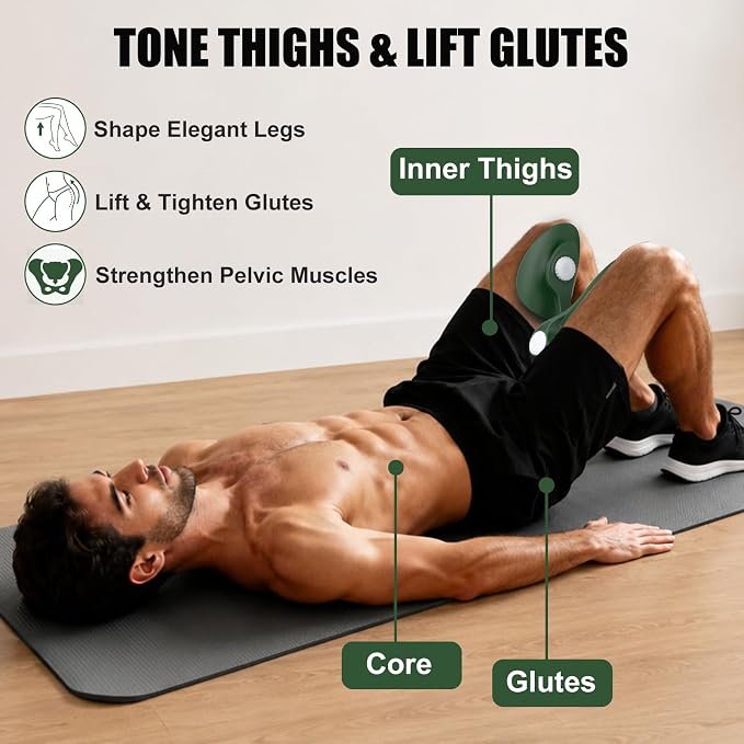 Pelvic Floor Exercise Devices 35lb Resistance Kegel Thigh Trainer with Band | Pelvic Floor Muscle Training, Inner Thigh Exerciser, Postpartum Recovery Support for Women, Suitable for Women and Men