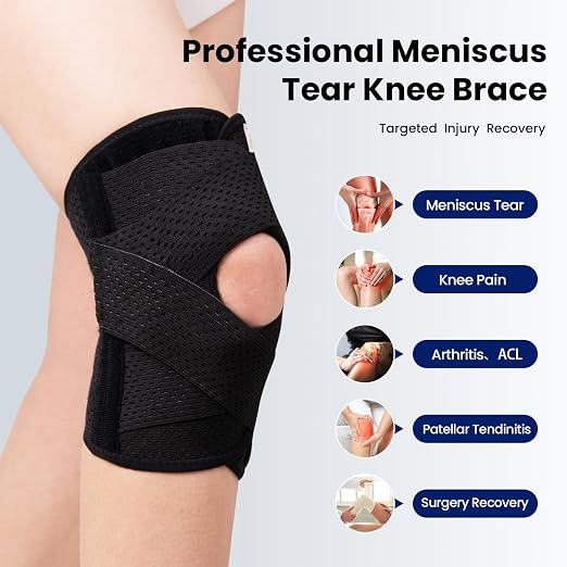 JOMVD Knee Brace with Side Stabilizers for Meniscus Tear, Knee Pain, Breathable Knee Support for Arthritis, ACL,MCL, Pain Relief, Injury Recovery, Women and Men,Medium