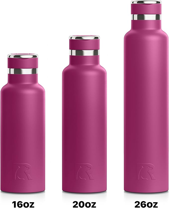 RTIC 26oz Journey Water Bottle, Ceramic Lined, Very Berry | Stainless Steel Metal, Insulated for Hot and Cold Drinks, Sports, Travel and Camping