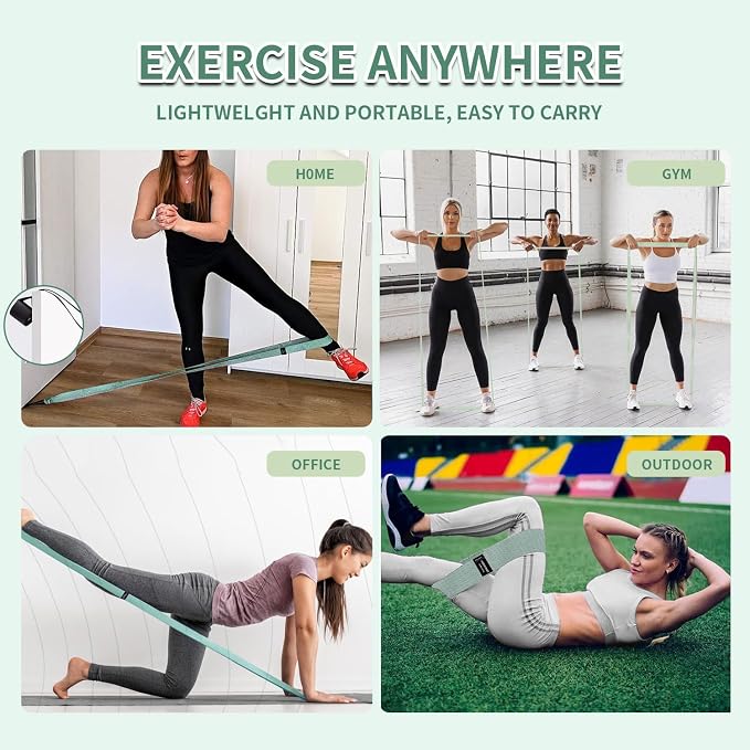 HIMESPORNER 9 PCS Fabric Resistance Bands Set for Working Out | Non-Slip Exercise Booty Bands for Women Men Leg Glutes with Hair Ties and Tape Measure - for Home Gym Workout, Yoga, Pilates