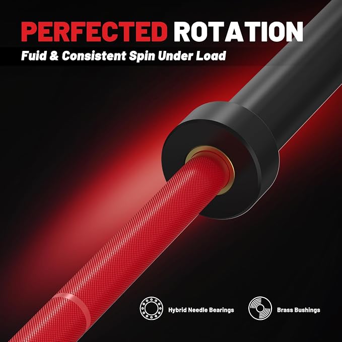 PAPABABE 7ft Barbell 45lb Olympic Barbell 1000/1500lbs Capacity Home Gym | 7ft 45lb 2" Olympic Barbell, 1000/1500lbs Capacity, Hybrid Needle Bearings & Bushings for Squat Curl Deadlift