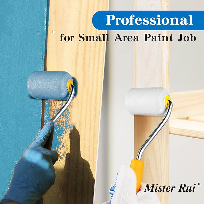 Mister Rui Mini Foam Paint Rollers Covers, 20 Pack 2 Inch Foam Rollers | High Density Small Foam Paint Roller Refills, Mini Paint Rollers 2 Inch, Mini Rollers for Painting, Trim, Tight Space