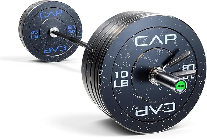 CAP Barbell Olympic Weight Set with 7ft Barbell & Bumper Plates | 160-370 lbs | Multiple Options