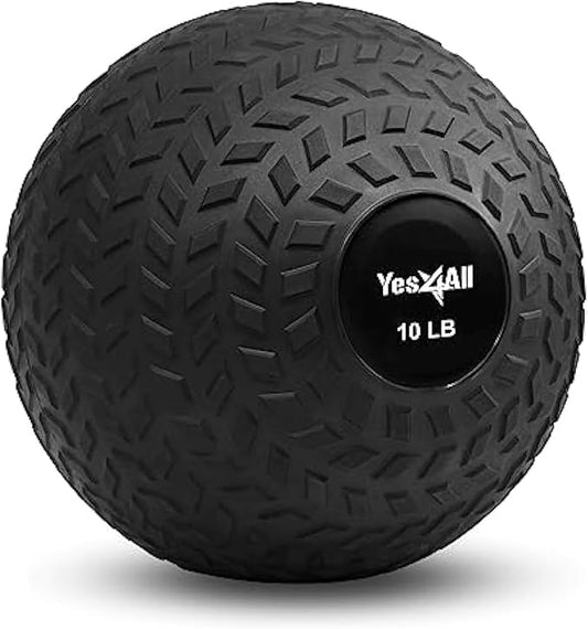 Yes4All Slam Balls, 10-40lb Weighted Ball Weight, Durable PVC Sand Filled Workout Dynamic Slam Ball for Strength Training, Triangle, Black, 10lbs