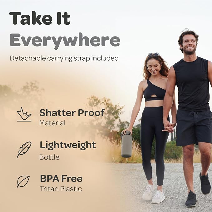 Hydracy 2L Large Water Bottle, 100% BPA Free Tritan Plastic, Leakproof, Zero Condensation, Motivational Timeline, Safe, Non-Toxic, Durable, Smart Design | BPA-Free Tritan, Leakproof Flip-Top Lid,No-Sweat Sleeve,Carry Strap,Daily Intake Tracking for Gym...